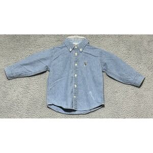 Ralph Lauren Shirt Boys Size 2T Blue Chambray Button Down Long Sleeve Collared